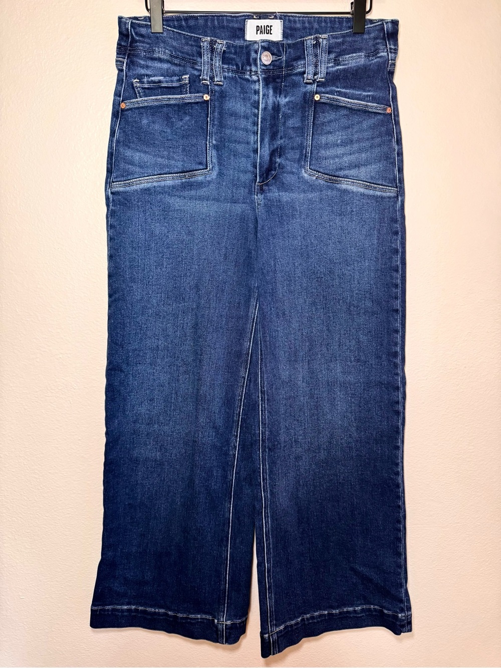 PAIGE Anessa High Rise Wide Leg Crop Jeans Set-In Pockets Size 29